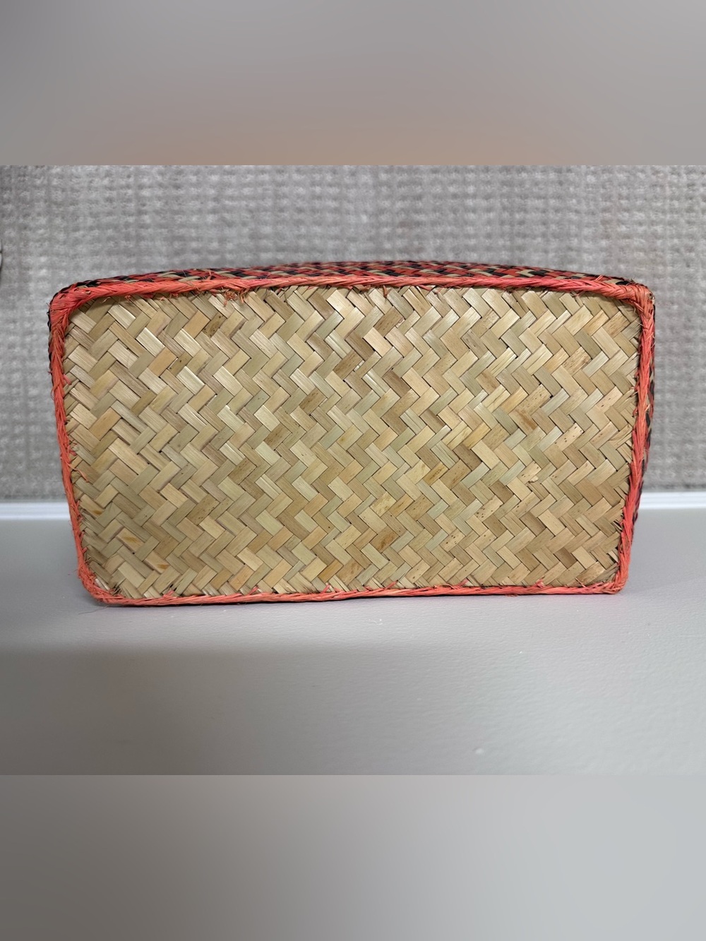 Tory Burch Orange and Black Woven Straw Tote - Picture 4 of 4